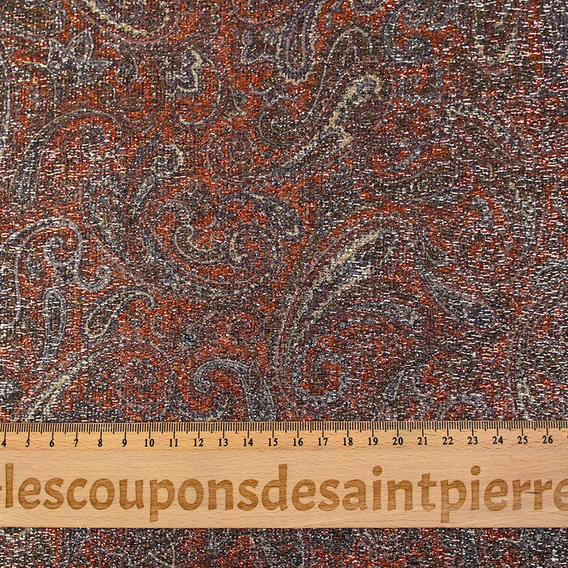 Maille polyester lamé cachemire vert fond orange