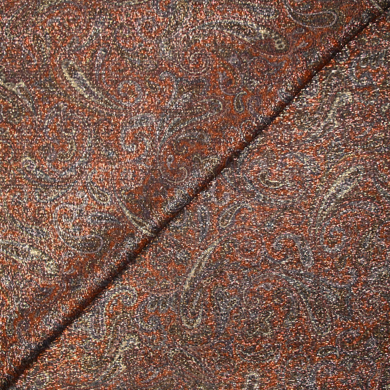 Maille polyester lamé cachemire vert fond orange