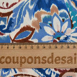 Blue fuzzy paisley printed polyester satin