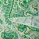 Polyester imprimé cachemire vert fond écru