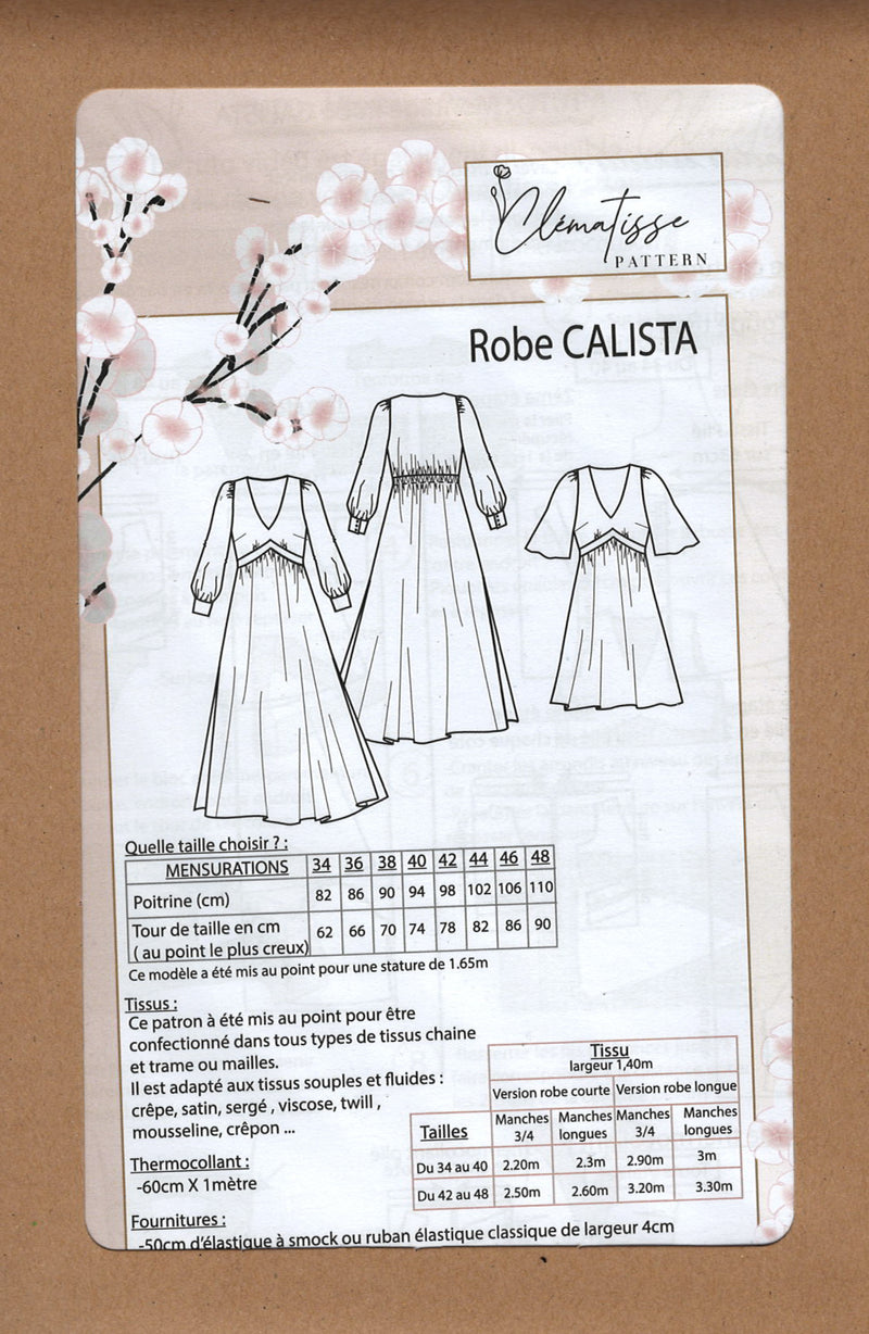 Patron de couture robe CALISTA