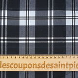 Coton imprimé carreaux bleu clair fond gris anthracite
