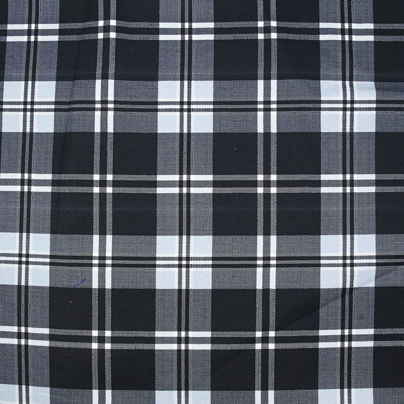 Coton imprimé carreaux bleu clair fond gris anthracite