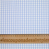 Popeline polycoton jacquard à carreaux bleu denim fond blanc