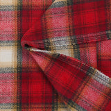 Laine mélangée carreaux gris, beige et blanc fond rouge