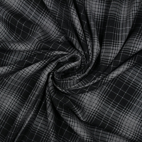 Viscose imprimée carreaux gris fond noir
