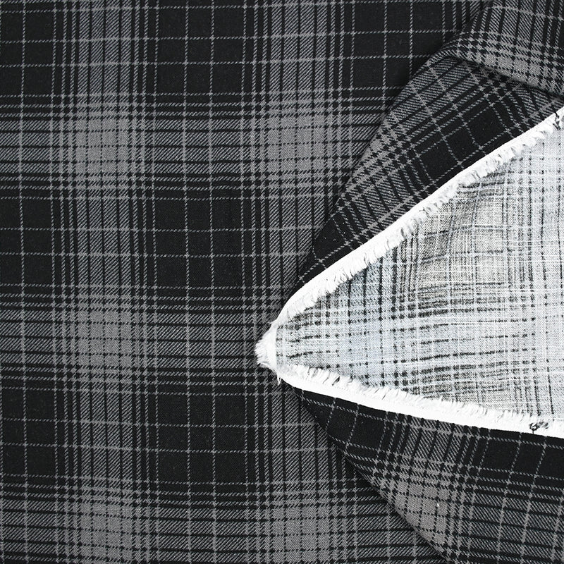 Viscose imprimée carreaux gris fond noir