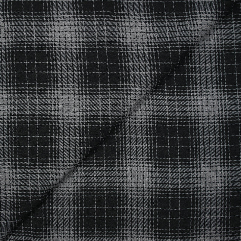 Viscose imprimée carreaux gris fond noir