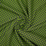 Tejido de polialgodón teñido con cuadros gris antracita y verde manzana