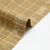 Flanelle laine mélangée carreaux jaune et vert fond beige