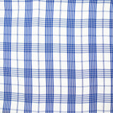 Twill de viscose à carreaux bleus fond blanc cassé