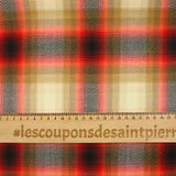 Laine à carreaux orange et beige fond écru