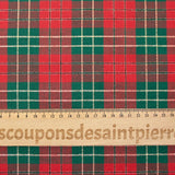 Woven-dyed cotton tartan red and green gold lurex