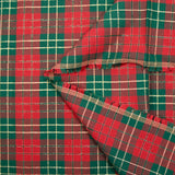 Woven-dyed cotton tartan red and green gold lurex
