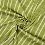 Polycoton tissé-teint ligne blanche contrastante écru fond vert olive
