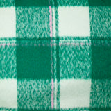 Laine mélangée peignée à carreaux vert prairie et rose fond blanc