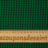 Coton chemise tissé teint Paul carreaux noirs fond vert