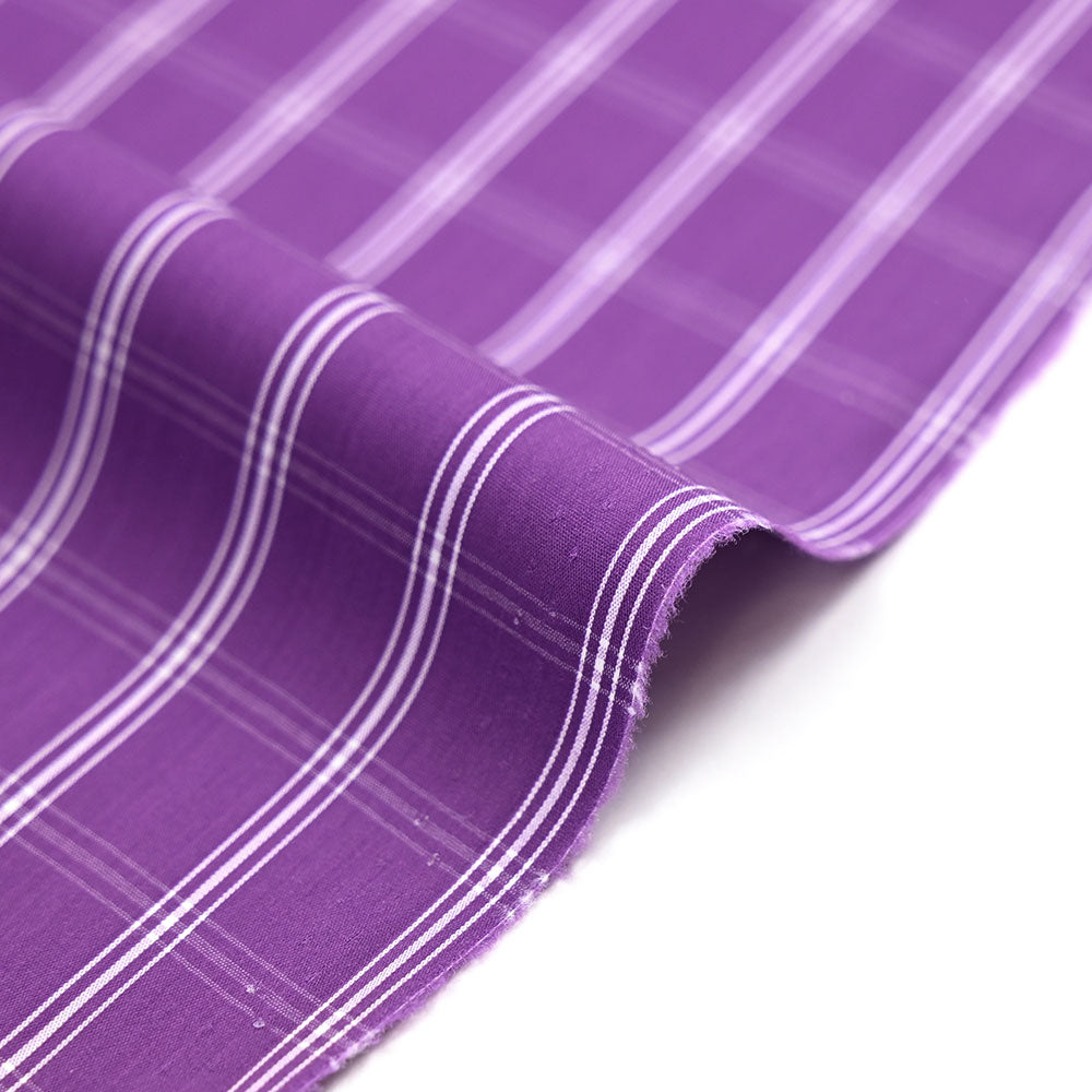 Coupon Tissu Coton Carreaux Violet Et Vert - 38 X 108 Cm - Neuf - Fabriqué En France