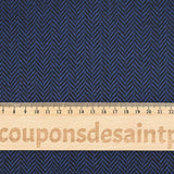 Laine 100% chevrons noir fond bleu