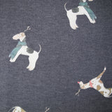 Coton gratté chien anglais de Noël fond gris