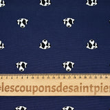 Cotton printed head dog black and white navy blue background