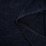 Maille chinée polyester noir fond bleu marine
