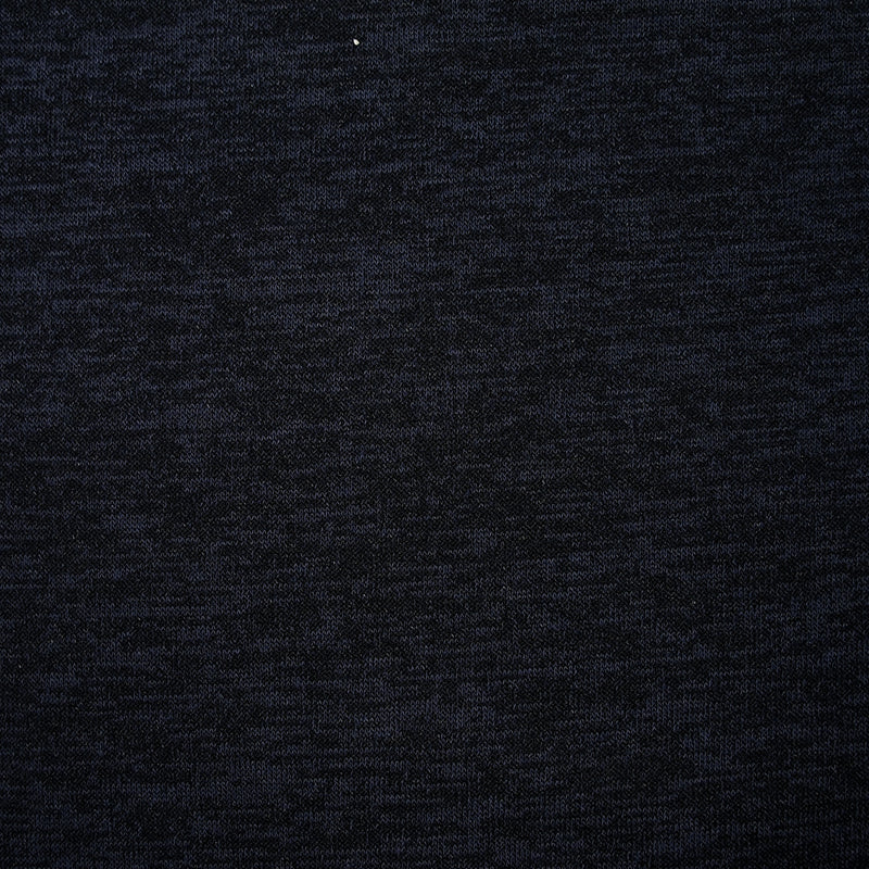 Maille chinée polyester noir fond bleu marine