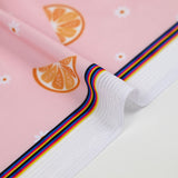 Tissu Maillot de bain recyclé UPF50 imprimé numérique clémentine fond rose