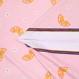 Tissu Maillot de bain recyclé UPF50 imprimé numérique clémentine fond rose