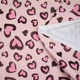 Tissu imperméable déperlant imprimé petit coeur rose