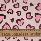 Tissu imperméable déperlant imprimé petit coeur rose
