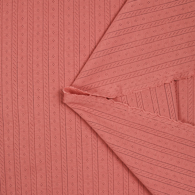 Jersey pointelle 100% coton corail