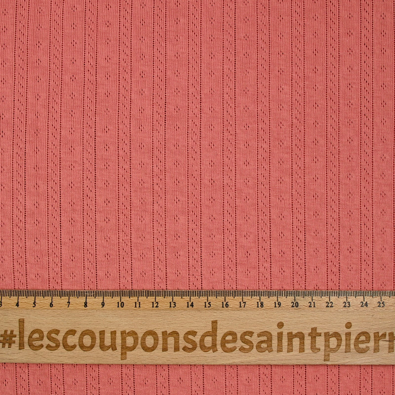 Jersey pointelle 100% coton corail