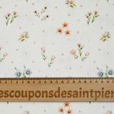 Coton imprimé champêtre et pois fond écru