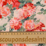 Voile de viscose imprimée rosier fond blush
