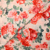 Voile de viscose imprimée rosier fond blush