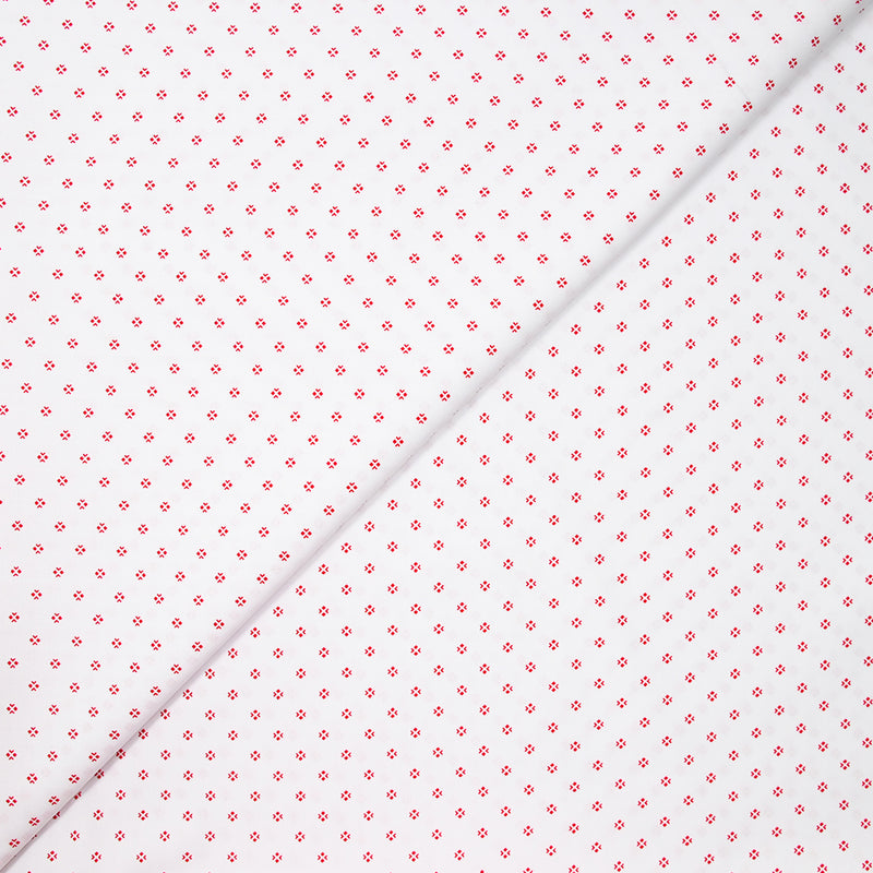Coton imprimé signe géométrique rouge fond blanc