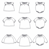 Patron de Couture Enfant blouse, robe et barboteuse bébé HANOÏ 3-12 ANS 1 mois à 4 ans