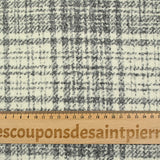 Lainage imprimé à carreaux gris fond écru