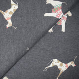 Coton gratté chien anglais de Noël fond gris