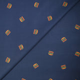 Coton imprimé mini burger fond bleu