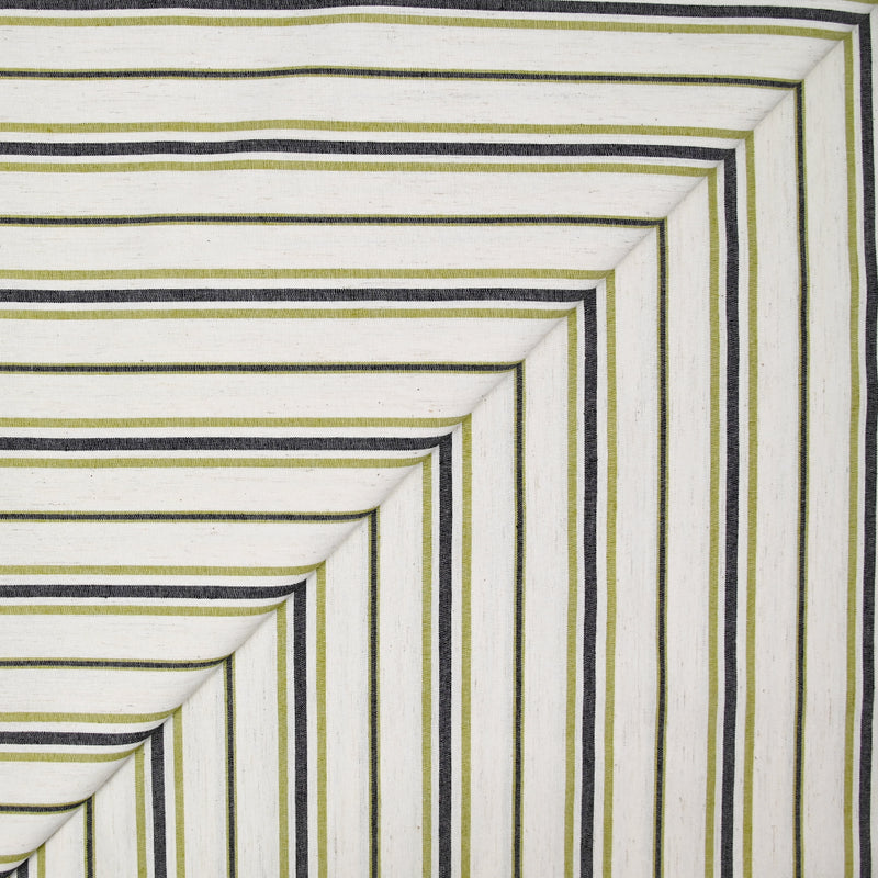 Coton élasthanne tissé teint rayure verte et bleue fond beige chiné