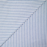 Coton tissé teint rayure bleue fond blanc