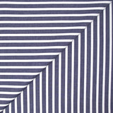 Coton tissé teint rayure large bleue marine fond blanc