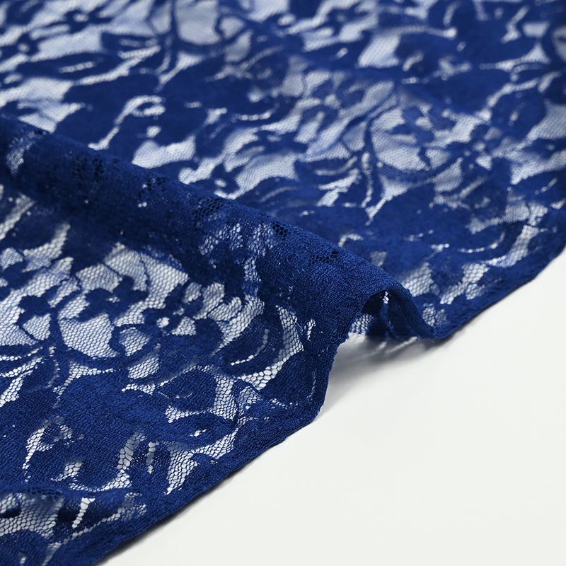 Dentelle polyester Martha fond bleu outremer