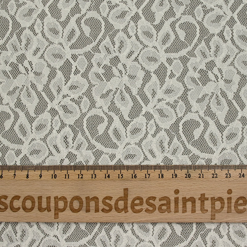 Dentelle polyester fleurie Paula écrue