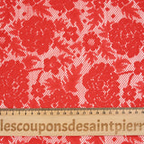 Guipure fine motif champêtre fond rouge