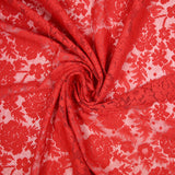 Guipure fine motif champêtre fond rouge