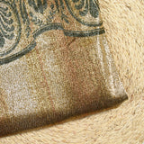 Jersey lamé doré imprimé frise antique vert foncé