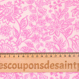 Double gaze imprimée fleurs rose fond écru